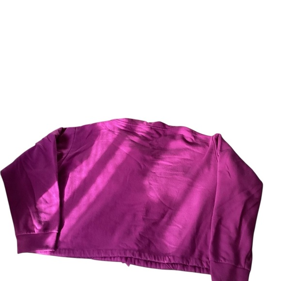 PINK Victoria's Secret Purple Crop Top Hoodie w/ drawstring size size Large - Picture 3 of 3